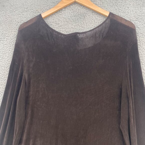 Chicos Top Womens 2 US Large Brown Travelers Stretch Asymmetric Tunic Slouchy - Picture 4 of 10